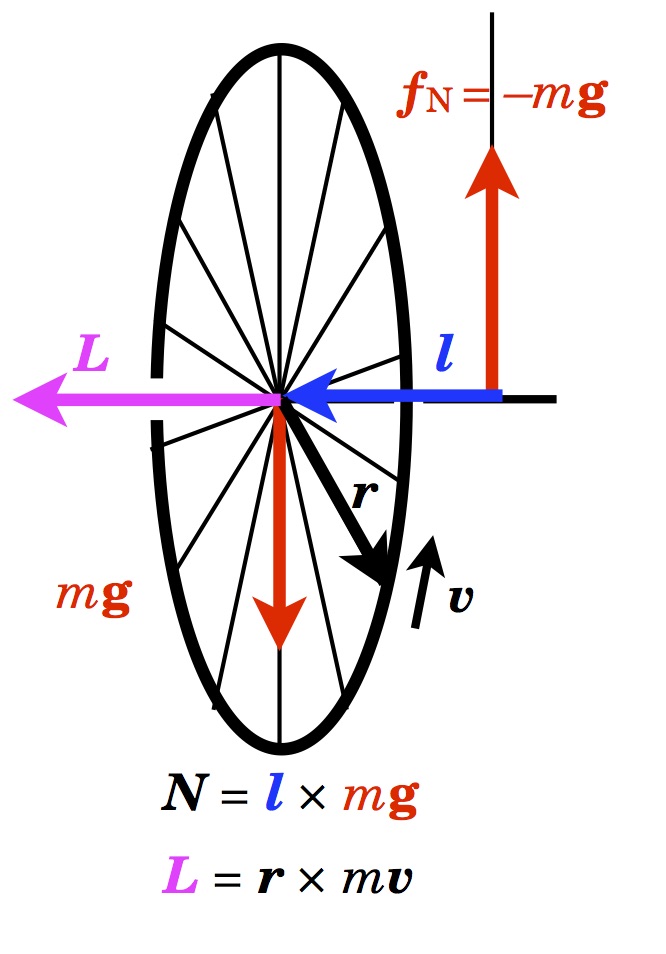 回転の運動方程式による回転する車輪の振舞